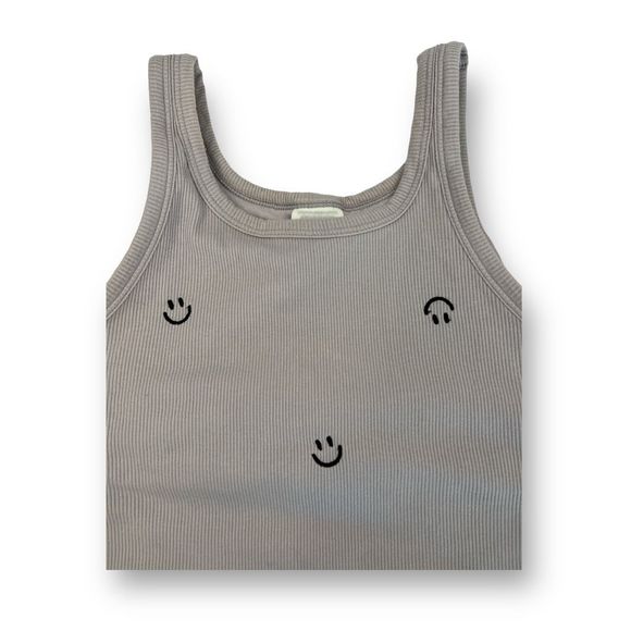 Pink Smiley Face Cropped Tank Top Size Small - Picture 2 of 5